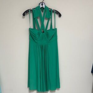 Green Pleated Halter Dress